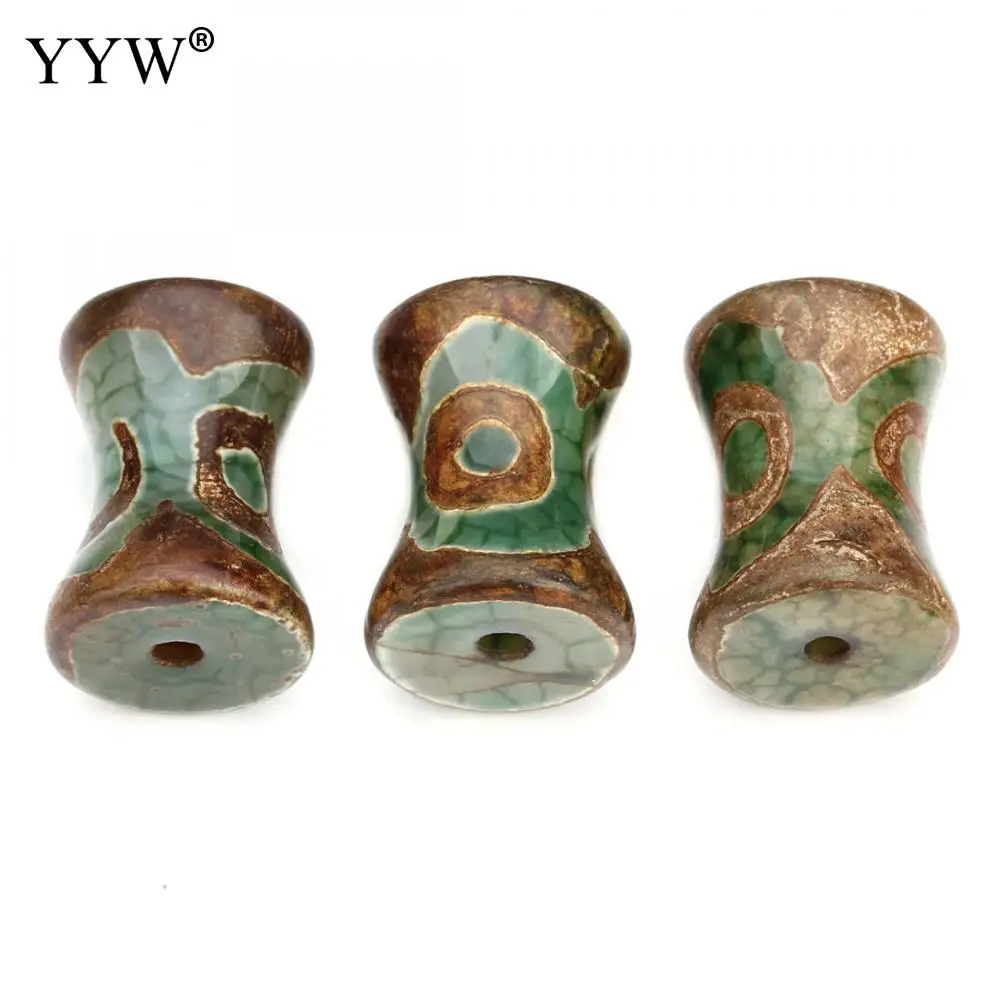 

Prayer Beads Antique 3 Eye Protective Amulets Natural Tibetan Dzi Agates Beads Drum Shaped Vintage Stone Beads Jewelry Women Men