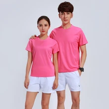 Adsmoeny 6 Colors Badminton Shirt Sets Women/Men Short Sleeve T-shirt Tennis Sets Training Suits Quick Dry Sport wear tops