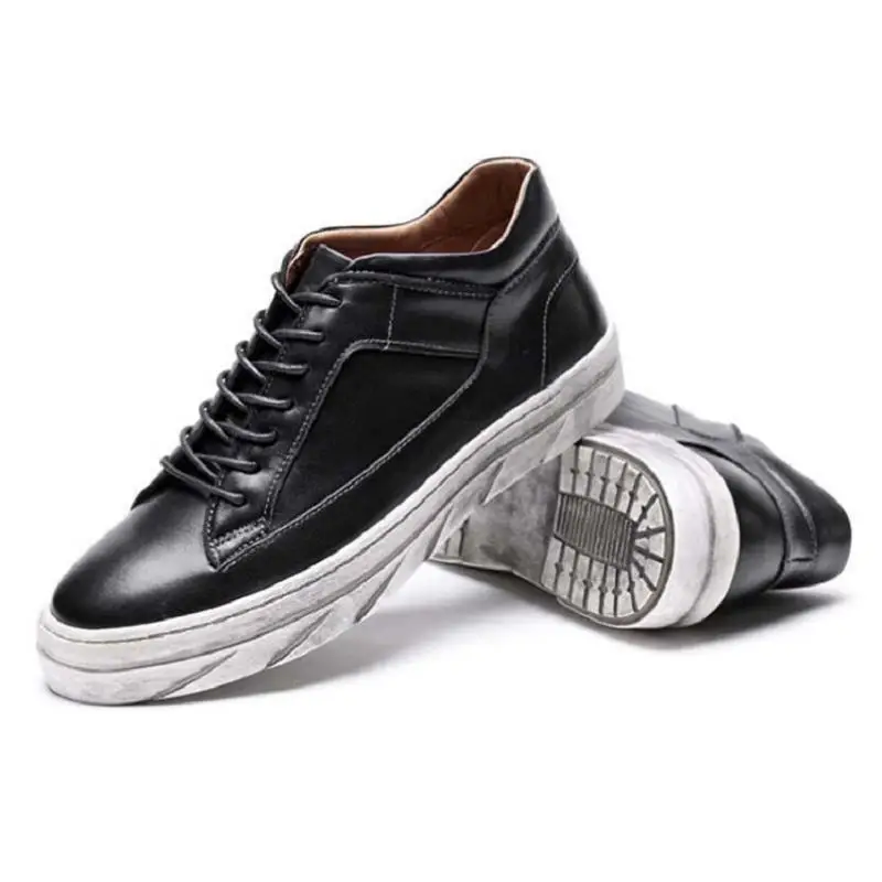 Noir Chaussures Véritable Lace En pu Vache Court Peau Mens Casual Cheville Ciel Cuir Up New Hommes Mode Marque Northmarch Bottes De RLq3Aj54