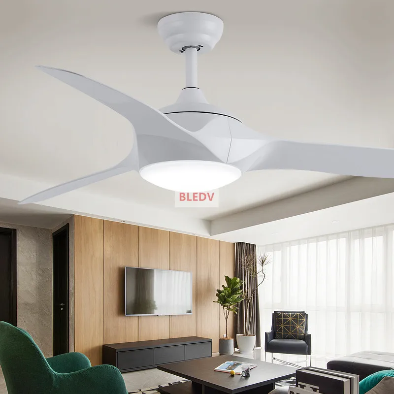 Dimming 52 Inch Led White Black Ceiling Fans With Lights Remote