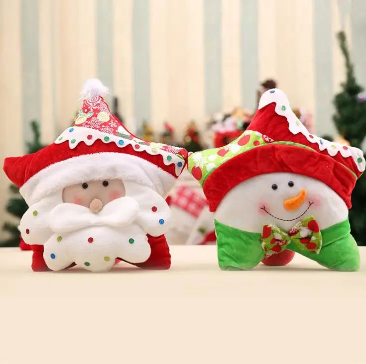 Christmas five pointed star shape pillow elderly&snowman christmas