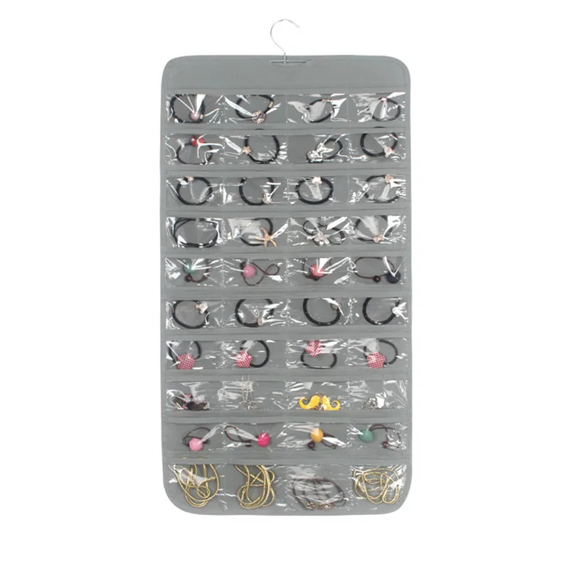 Hot Fashion 80 Compartments Hanging Storage Bag Jewelry Earring Necklace Brooch Bag Closet Display Visible Non-woven Fabrics PVC (11)