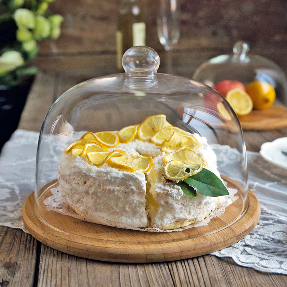 

MDZF SWEETHOME Cake tray with Glass Cover Snack Plate Fruit tray Dessert Plate Dim Sum Dish