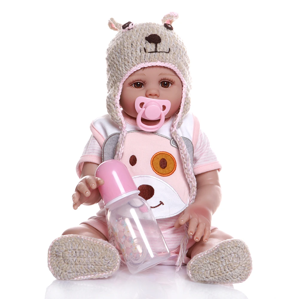 NPK 48 см bebe Кукла reborn милая девочка кукла в розовом платье полное тело Мягкая силиконовая Реалистичная кукла-младенец игрушка для ванны Анатомически правильная