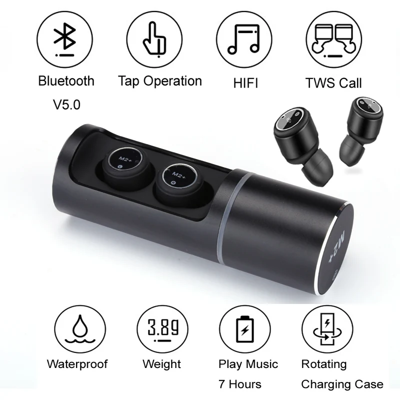 

M2 Mini Bluetooth Earbuds Invisible Twins True Wireless 5.0 Bluetooth Headset Stereo headphone sports Bluetooth Earphones