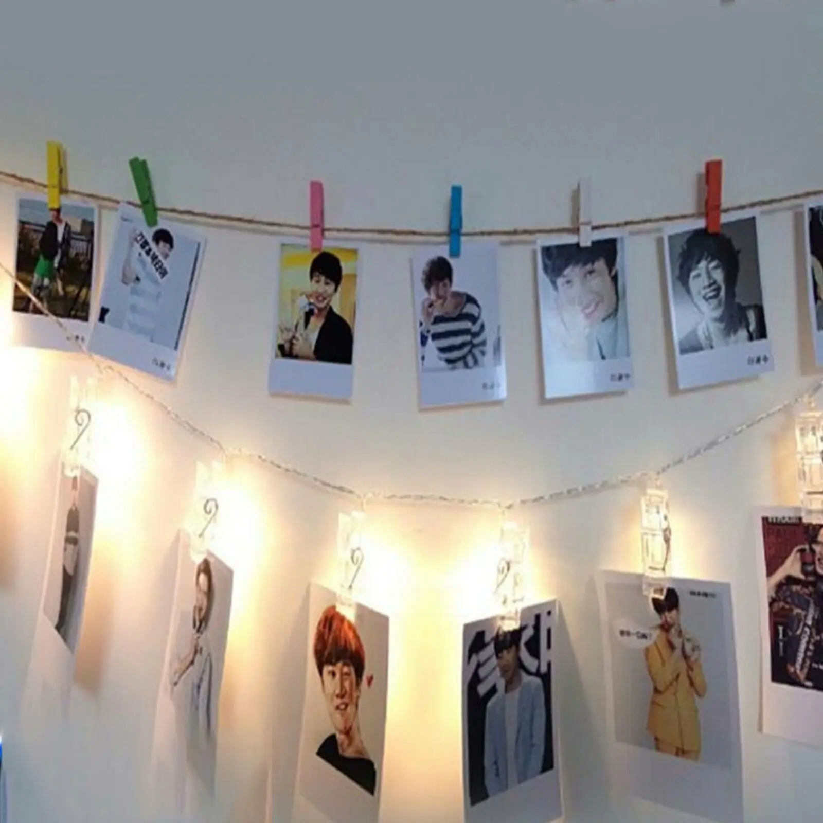 

30 LED Hanging Picture Photo Peg Clip Fairy String Lights Wedding Window Decor Mini Led Light Neon Party