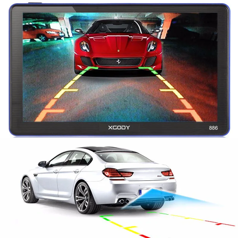 XGODY 886, 7 дюймов, 256 м+ 8 г, Bluetooth, AV-IN, для автомобиля, грузовика, gps навигация, ёмкостный экран, FM навигатор, камера заднего вида, Карта Европы