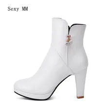 Женские ботильоны сезона весна-осень на шпильке короткие женские сапоги на платформе высокое качество большой размер 34-40 41 42 43