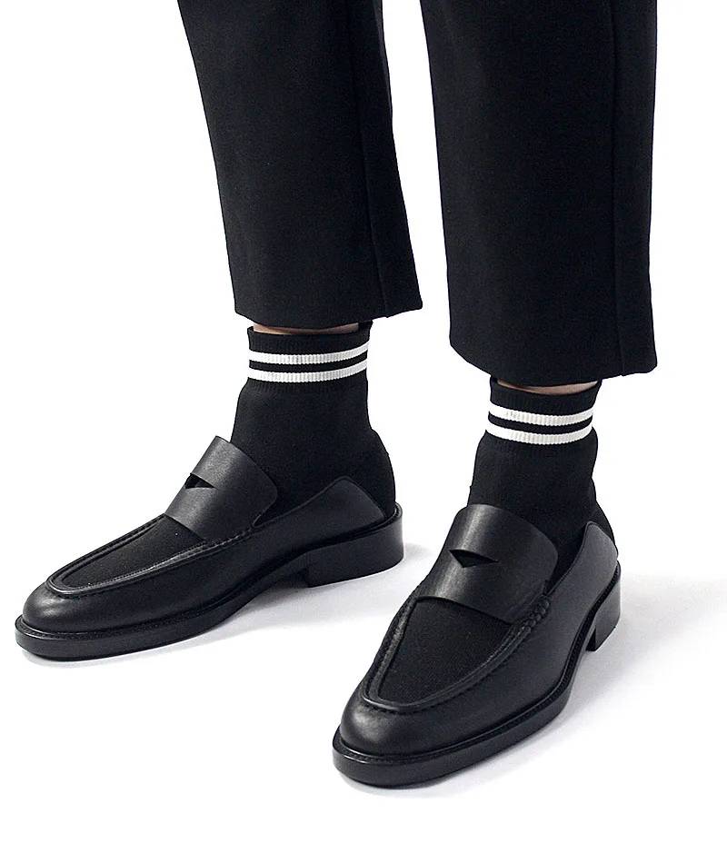 Для мужчин носок сапоги модные эластичные лоскутное Лоферы из натуральной кожи обувь Для мужчин осень-зима Повседневное Бизнес слипоны теплые хлопковые сапоги