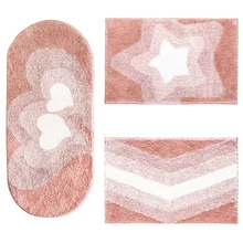 Супер уютные пушистые коврики розовые коврики для ванной с сердцем латексные Нескользящие моющиеся прочные абсорбирующий коврик для ванной комнаты коврик для дома