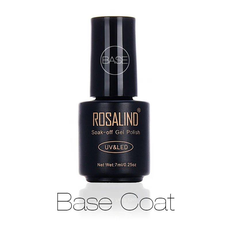 ROSALIND гель 1S гель для ногтей 7 мл Алмазный Блеск W01-29 дизайн ногтей УФ и светодиодный замачивающийся блеск Платиновый клей гель лак для ногтей - Цвет: Base Coat