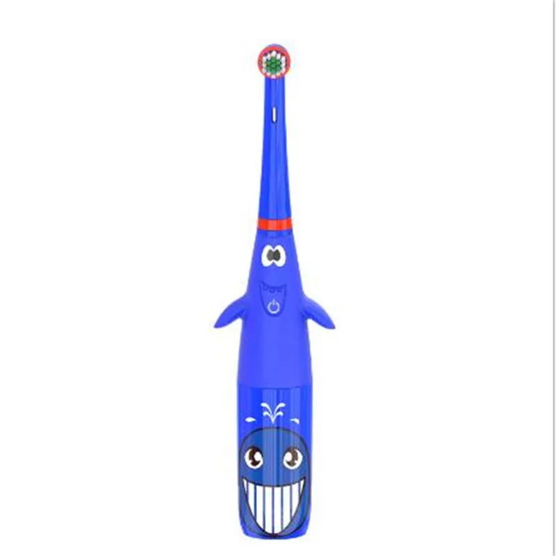 Мультяшная Детская электрическая зубная щетка с ручкой, вращающаяся Мягкая зубная щетка для ухода за волосами, массажная зубная щетка для детей, чистящие средства для полости рта