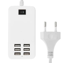 6-портовый 30 Вт 5 В 6A Высокая Совместимость USB Настольное Зарядное Устройство с Кнопка питания для iPhone для Samsung И других Смартфонов ЕС Plug