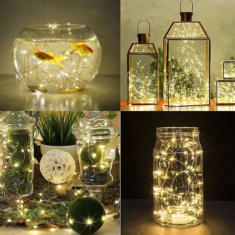 

2M with Battery Waterproof Rotating Button Box Copper Wire String Lights Wedding Birthday Decoration Lightings Events and Party