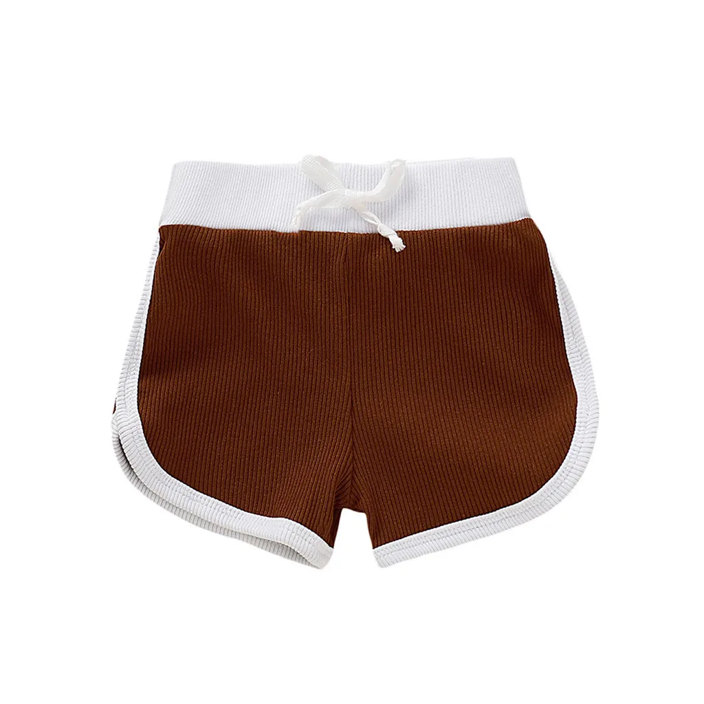 Летние однотонные повседневные спортивные шорты для маленьких мальчиков и девочек одежда с эластичной резинкой на талии - Цвет: Brown