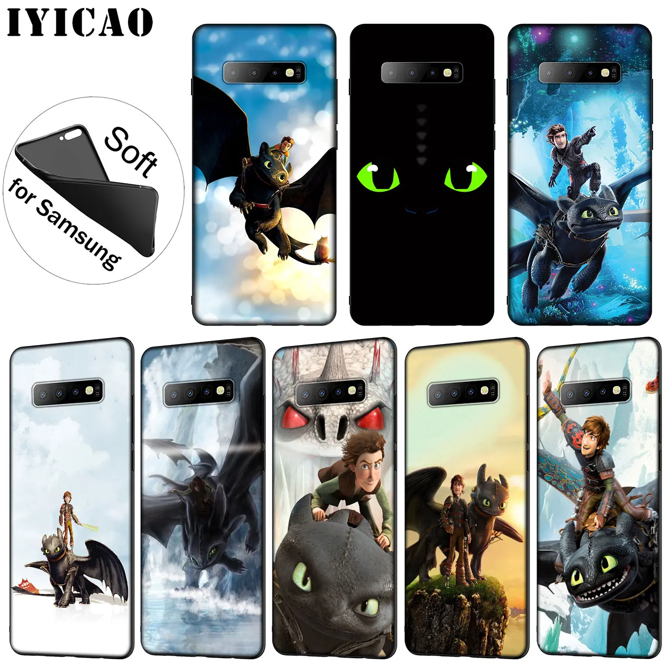 

IYICAO Toothless How to Train Your Dragon Soft Silicone Phone Case for Samsung Galaxy S10 S9 S8 Plus S6 S7 Edge S10e E Cover