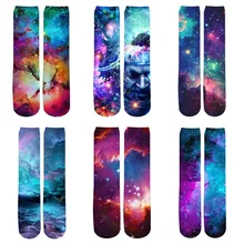 Осенняя Вселенная пейзаж носки 3d полная печать для женщин/мужчин космическая галактика носки унисекс прочный Забавный носок Calcetines дропшиппинг