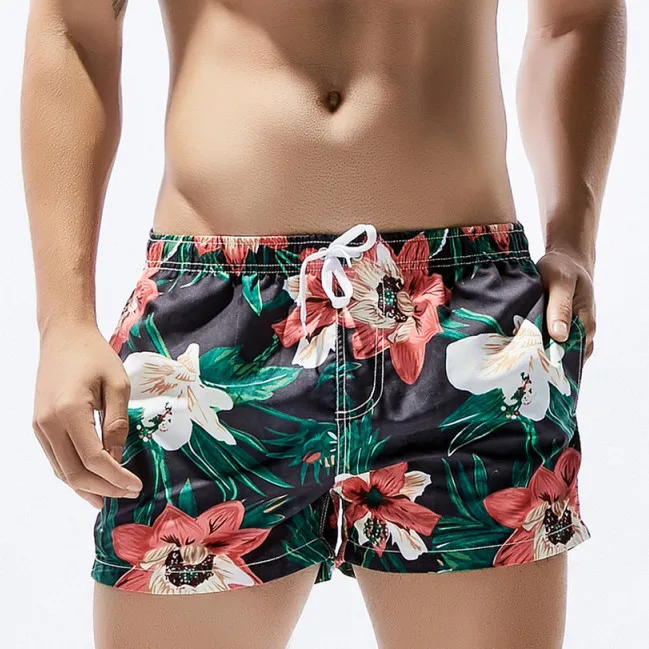 SEOBEAN мужские s борд мужские шорты для плавания пляжный купальный костюм Бермуды для Серфинга Короткий цветочный узор карманный дизайн для человека морская спортивная одежда - Цвет: Зеленый