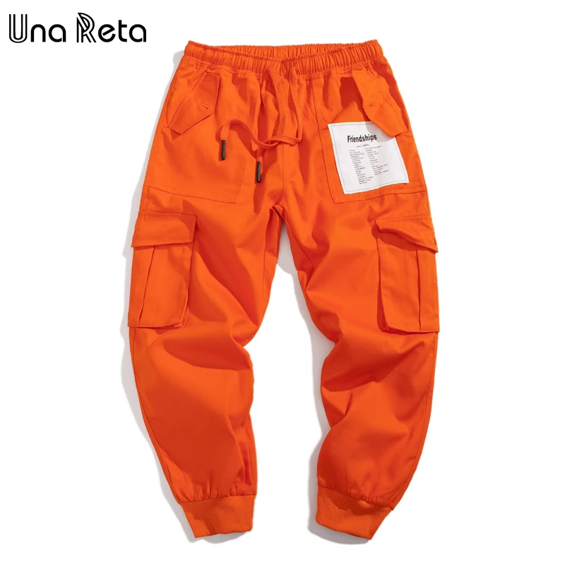 

Una Reta Streetwear Pants Men New Hip Pop Patch Trousers Joggers Men 3 Colors Causal Elastic Waist Cargo Pants