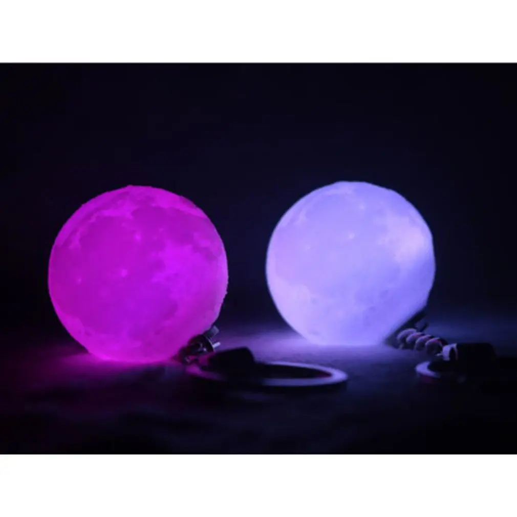 

3D Unique Moon shape Decoration Keychain Night Light White/RGB Colorful Light Practical Gift Dropshipping