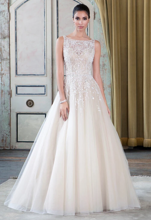 vestidos de novia baratos white wedding dress scoop sheer chapel