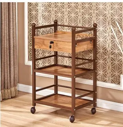 Beauty instrument cart with three layers with drawer beauty salons small stroller barbershop shelf hair tattoo tool car.