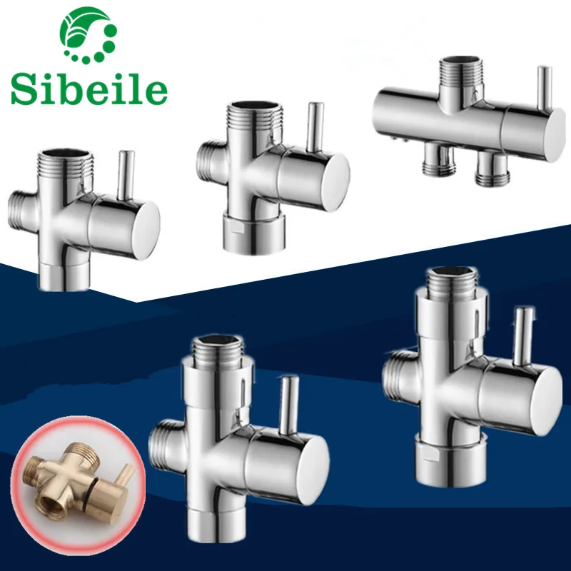 SBLE Bathroom Toilet Bidet 3/4'' 1/2'' T-adapter Shower Diverter Valve Shower Faucet Tee Connector Shattaf Valve Brass Made