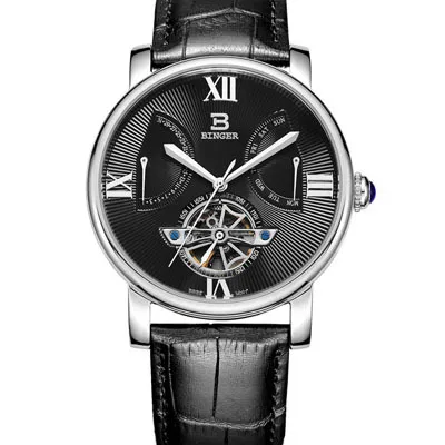 Швейцарские часы мужские роскошные брендовые наручные часы Бингер автоматические самовзводные дайвер водонепроницаемые часы с кожаным ремешком BG-0408-2 - Цвет ремешка: Item 4
