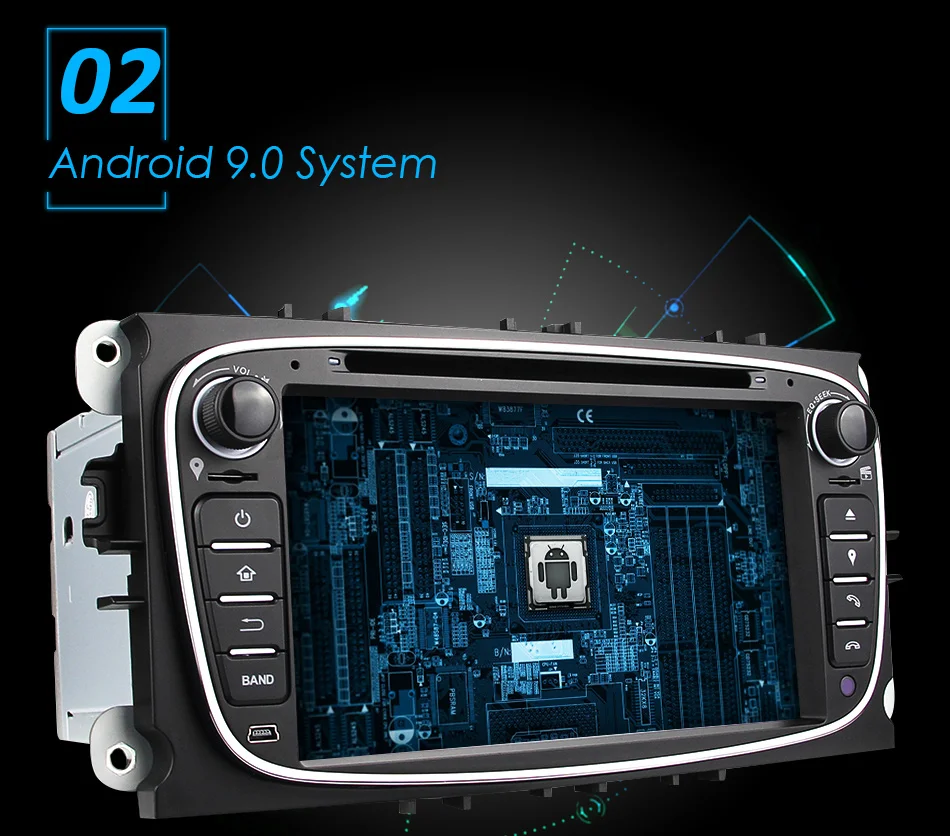 Clearance Eunavi Quad core 2G RAM Android 9  2 din Car DVD Player Car Radio GPS Navi for Ford Focus Galaxy with Audio tereo Head Unit 3