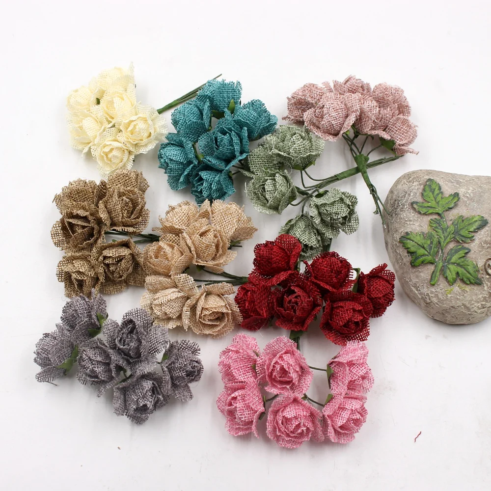 

60pcs Artificial Silk Rose Clipping Mini Rose Artificial Flower Wedding Decorative Bouquet DIY Flower Rings Craft Flower