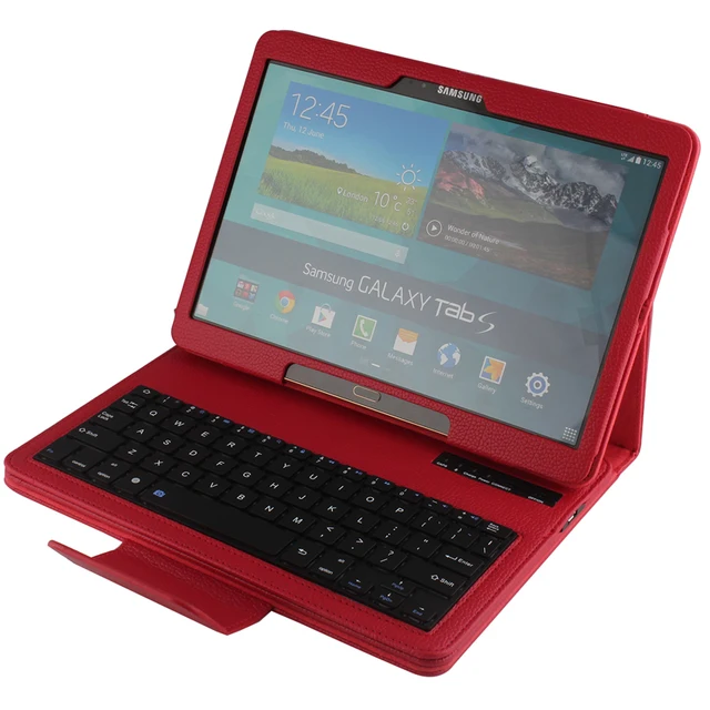Cheap Wireless Bluetooth Keyboard Removable  Case For Samsung Galaxy Tab S 10.5 T800 T801 T805 Russian/Hebrew/Spanish Stand PU Tablet