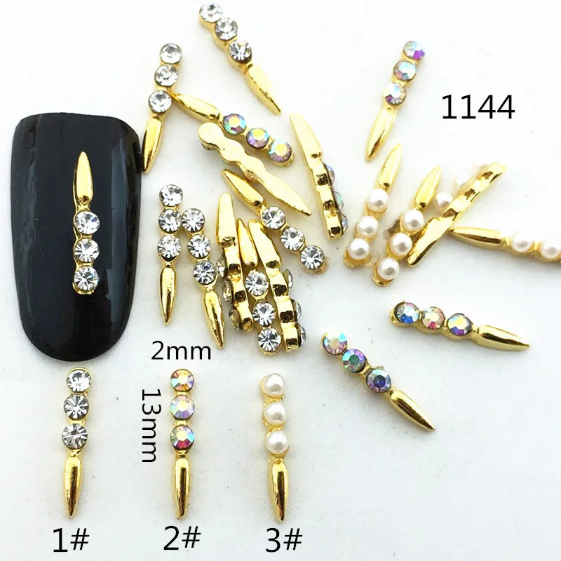 

20pcs/pack Japan 3D Nail Art Decorations Metal Fancy Style with Glitter Rhinestone Pearl Nail Parts DIY Charm Supplies for Nails