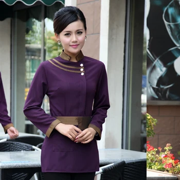 

Chef Uniform Hotel Chinese Restaurant Waiter Long-sleeve Uniform Thickening Winter Cafe Restaurant Clothing Men and Women