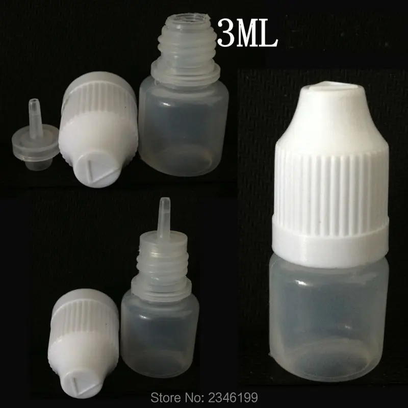 3ML 200pcs/lot Empty Plastic Eye Dropper Bottle, PE Liquid Bottle with