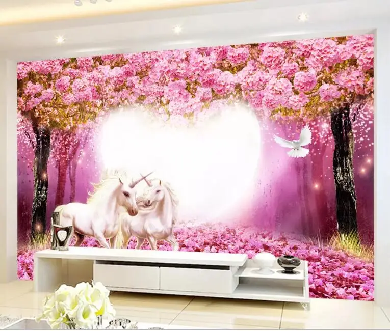 Beibehang 3d обои теплые Taoyuan белая Лошадь Единорог 3D бар KTV задний план обои домашний Декор Гостиная Спальня Фреска