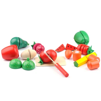 

1 Barrel of Cutting Simulation Fruits Vegetables Pretend Play Miniature Kitchen Educational Toys Safety Food Set Kids Children
