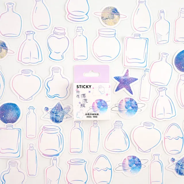 Mr.paper 46Pcs/box Cute Diary Stickers Scrapbooking Girl Generation Series Planner Japanese Kawaii Decorative Stationery Sticker Drift Bottle