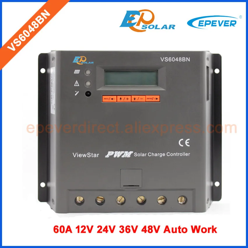 

New PWM product VS6048BN solar charge controller 60A 60amp 12v 24v 36v 48v auto work with lcd screen