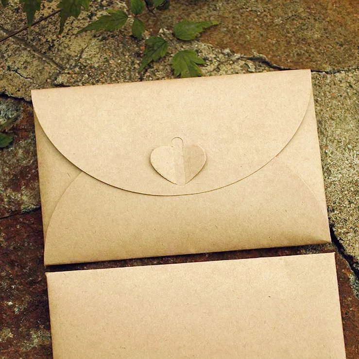 Маленькие и большие 10 шт./пакет ретро любовь тканный конверт DIY Романтический крафт конверт творческий с пряжкой в форме сердца украшения