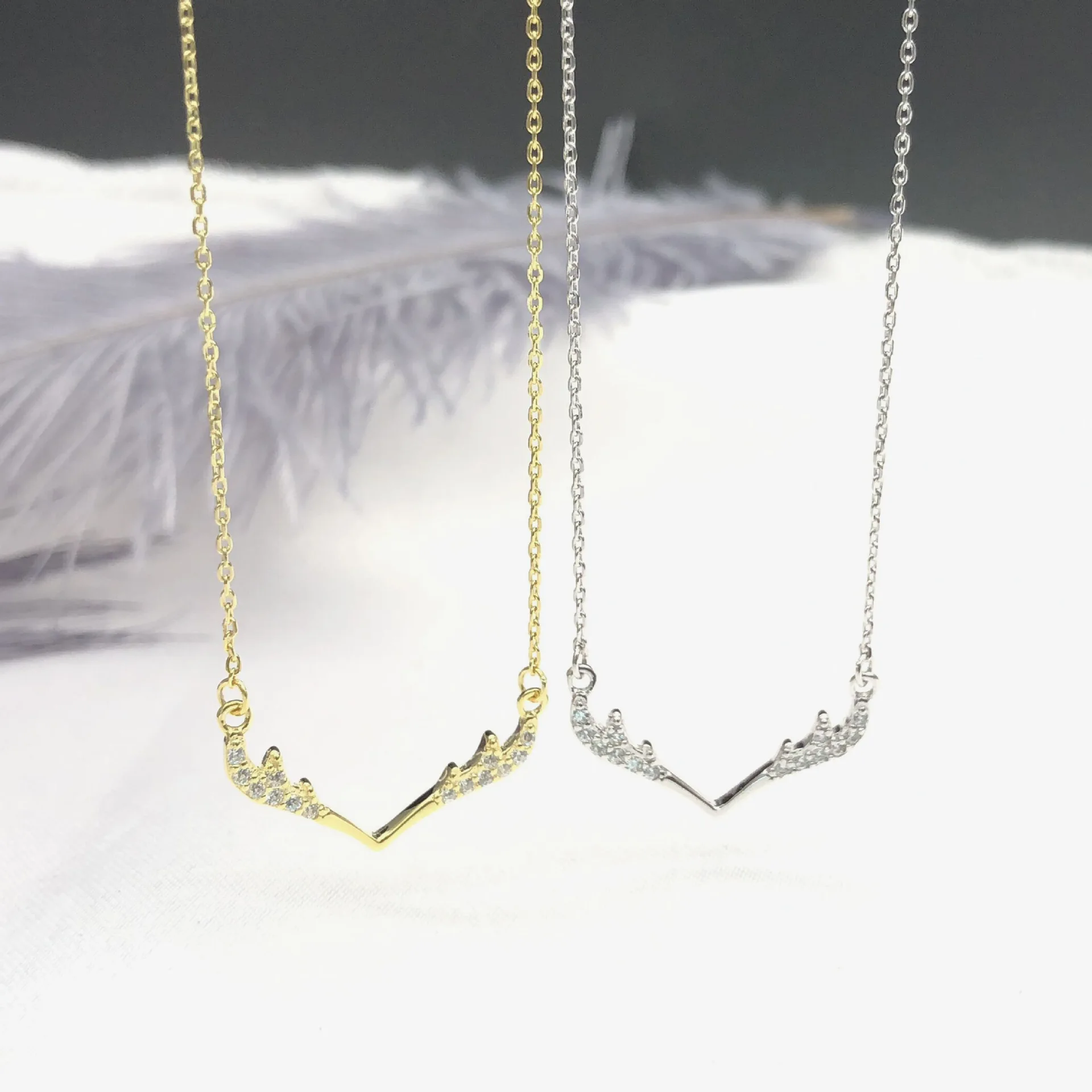 elk mini zircon necklace woman 100% 925 Sterling silver nacklace Jewellery Clavicle chain pendant charms