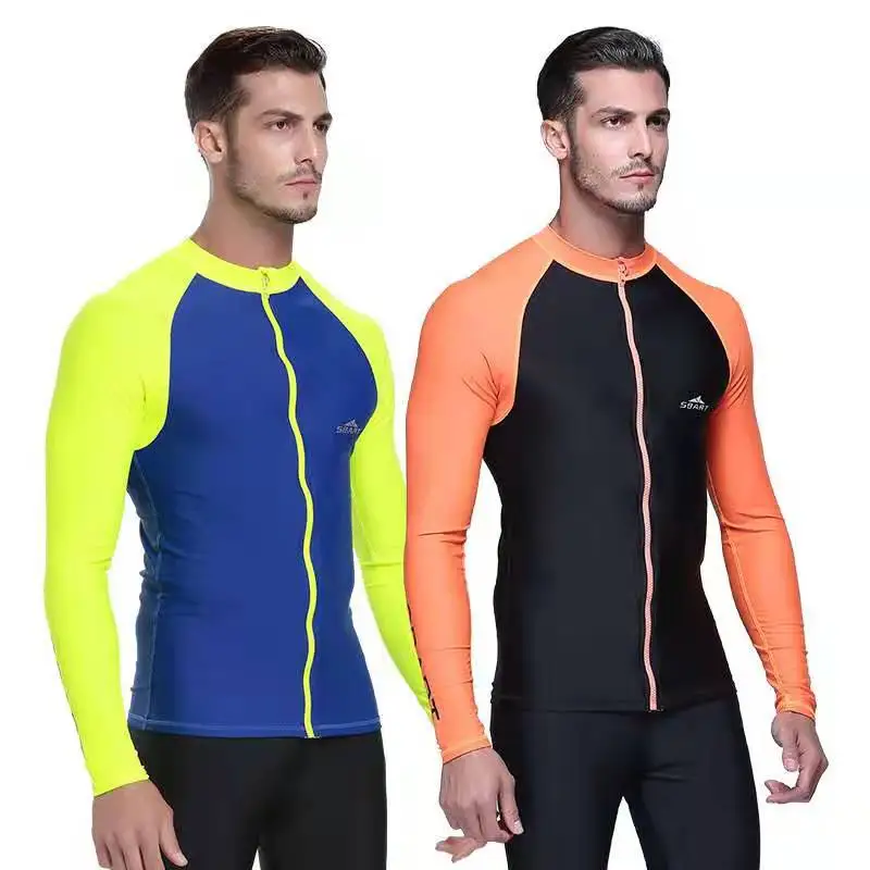 

Sbart Long Sleeve Swimming T Shirts Swimsuits Men Swimwear Rash Guards Tops Surfing Suits Male Beach Bathing Suits 2019 DCO