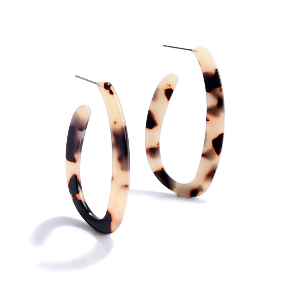 Donarsei Fashion ZA Crescent Leopard Acrylic Earrings For Women Boho Acetate C U Shape Drop Dangle Earrings Statement Jewelry - Окраска металла: 24