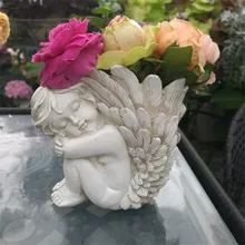 На открытом воздухе Ретро Купидон Ангел украшение вазы цветочный горшок богиня маленькая фея большое крыло фигурки декоративные изделия из полимера X1922