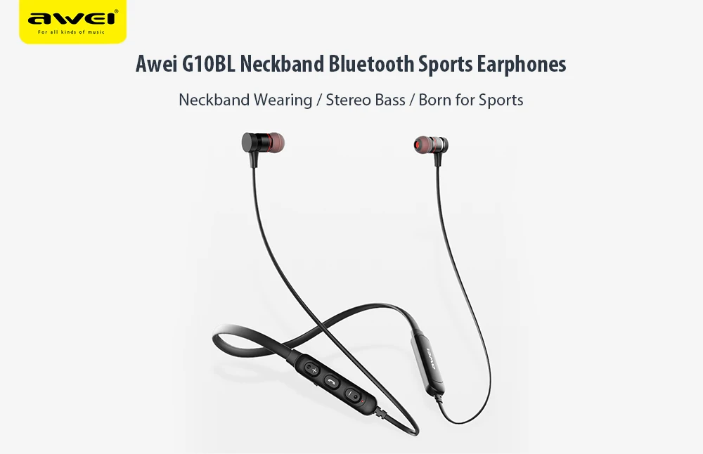 Awei G10BL стерео Bluetooth Беспроводные спортивные наушники шейный Беспроводной магнитный абсорбционный наушники с микрофоном шумоподавление