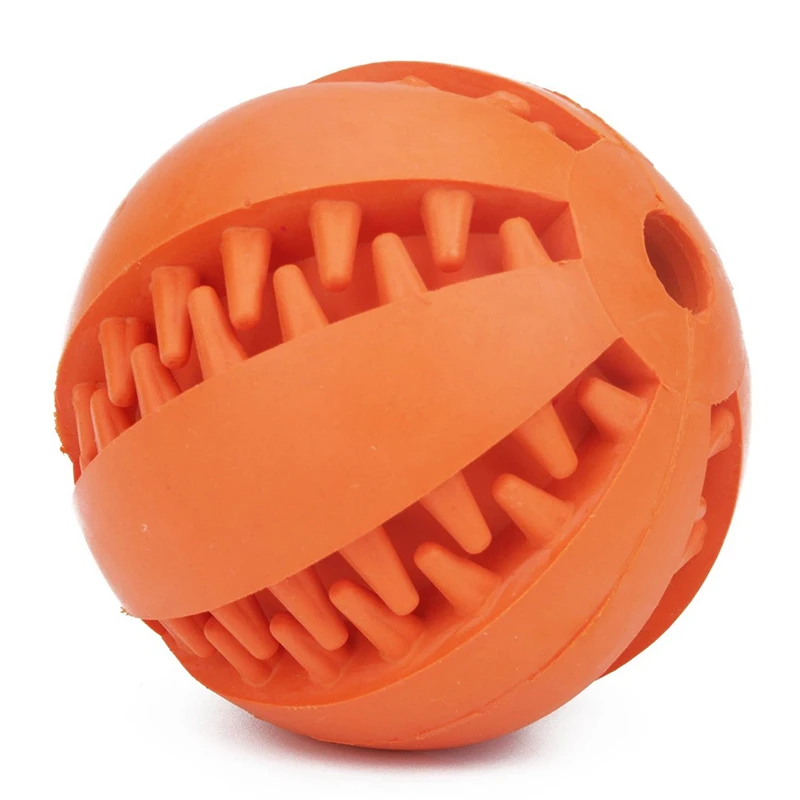 Игрушки для домашних животных, игрушки для собак, забавный интерактивный эластичный шарик, жевательная игрушка для собак, зубной чистый шар еды, очень жесткий резиновый мяч - Цвет: orange