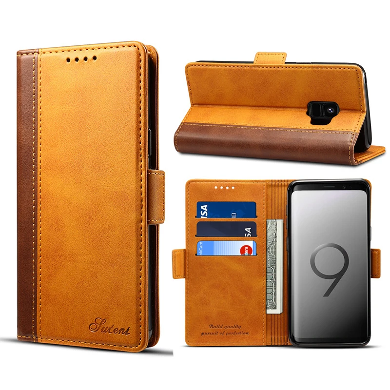 

2018 Luxury Leather Flip Cover For Samsung S9 S9 Plus Card Slot Retro Mobile Phone case for Samsung Galaxy Note8 S8 S8 Plus