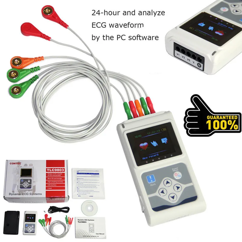 CONTEC Manufacture Dynamic ECG System TLC9803 3 канала Holter машина 24 часа записывающее программное