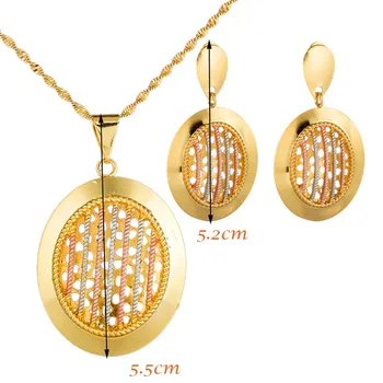 

Mix Rose White Gold Color Jewelry Sets African Women's Gift Ethiopian Nigerian Dubai Round with Stone Necklace Sets CE055