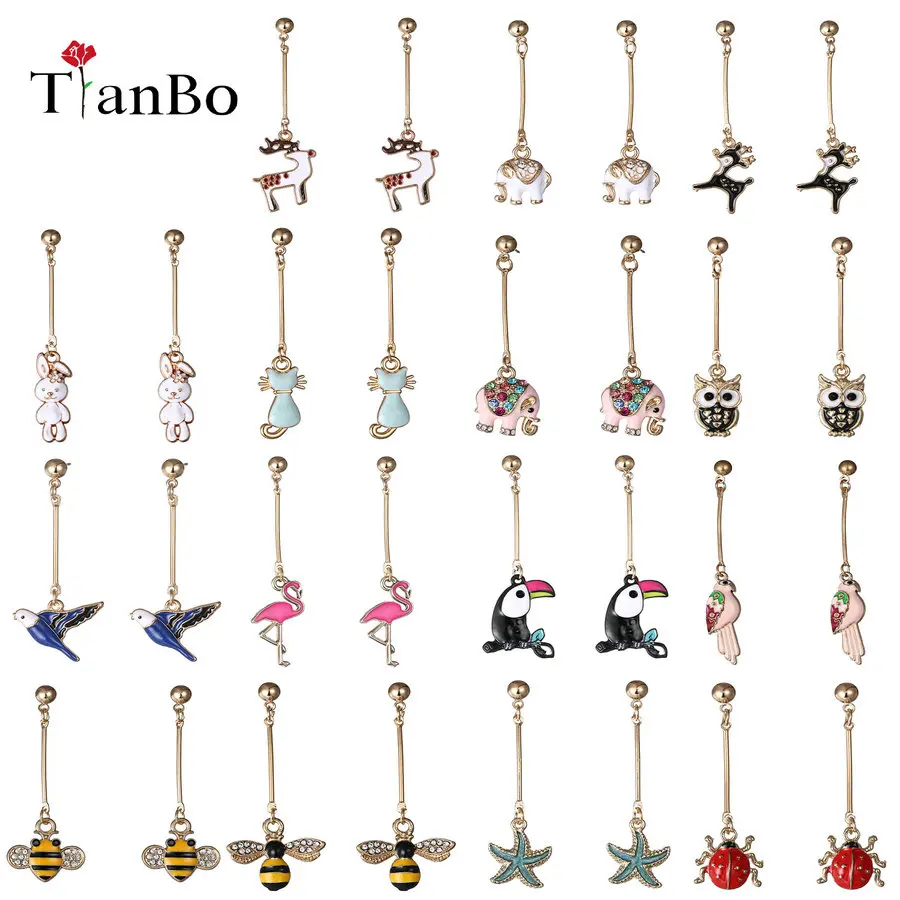 

TianBo Animal Earrings Enamel Brincos Vintage Ethnic Long Stud Earrings For Women Fashion Jewelry 2017