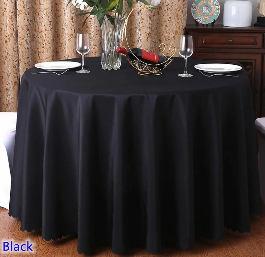 Black Colour wedding table cover table cloth polyester table linen hotel banquet party round
